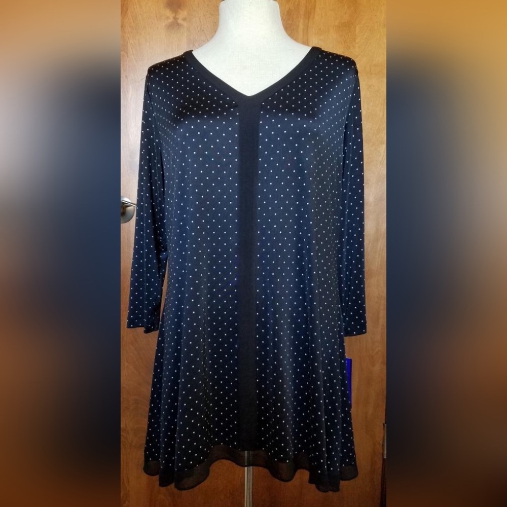 NEW Black Nygard Blouse with Black Trim L